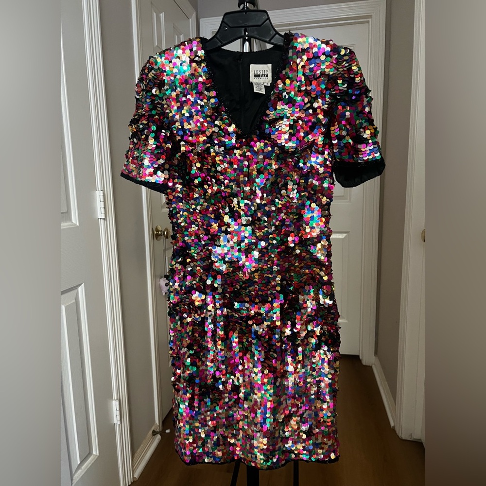 Leslie Fay Multicolor Sequin Party Dress (Prom, Graduation, Wedding Guest) - Picture 2 of 8